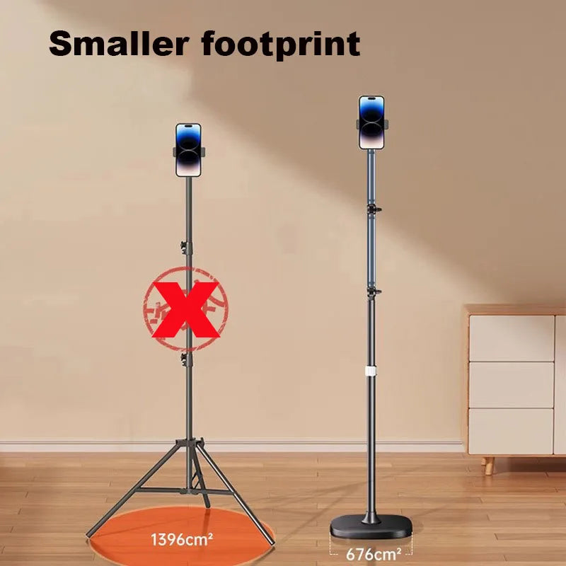 Stretchable Stand Holder Height Adjustable Arm 360-Degree Rotatable Phone Floor Stand with Base for Live Shooting Phone Holder