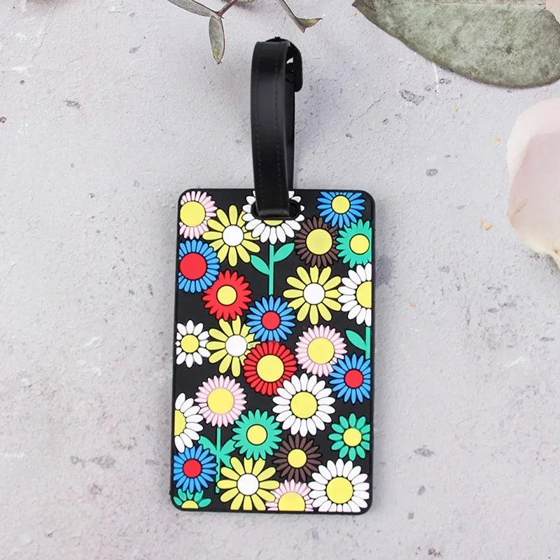 1PCS Geometric Soft Silicone Luggage Tags Suitcase ID Addres Name Holder Baggage Tag Label Travel Accessories Luggage Tags