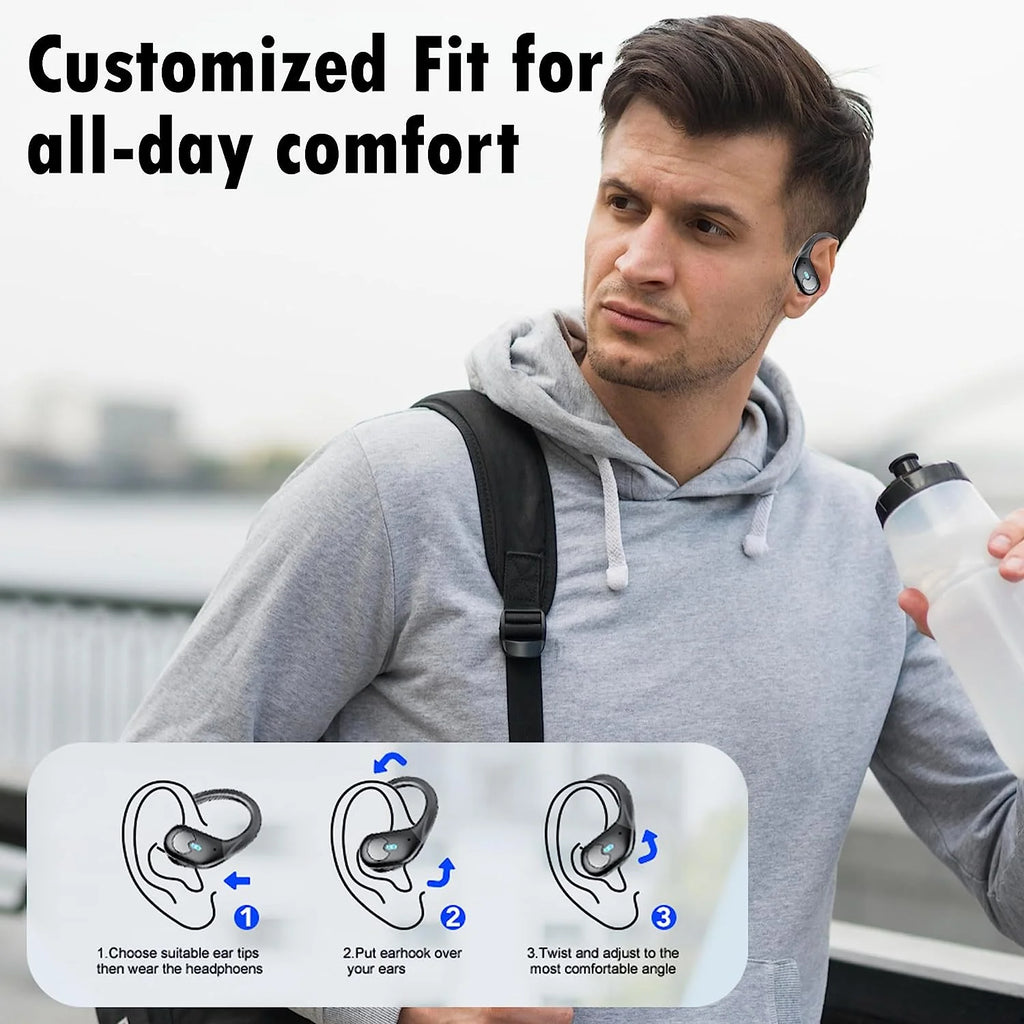 Wireless Earbuds, Bluetooth 5.4 Headphones Sport, Bluetooth Earbuds with ENC Noise Canceling Mic, Bass Stereo Wireless Earphone