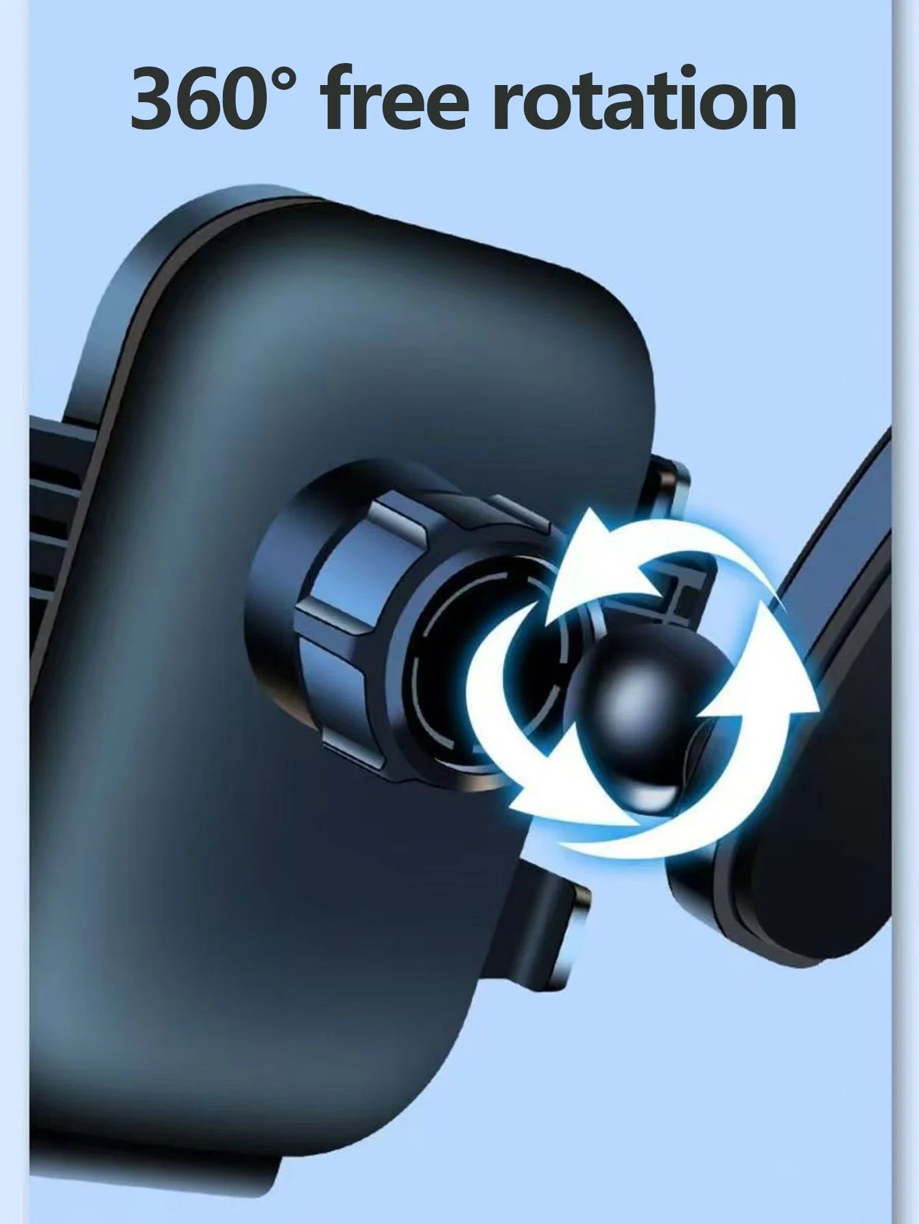 Car dashboard phone holder, 360-degree rotating universal dashboard clip-on phone holder, suitable for 4-7 inch smartphones.