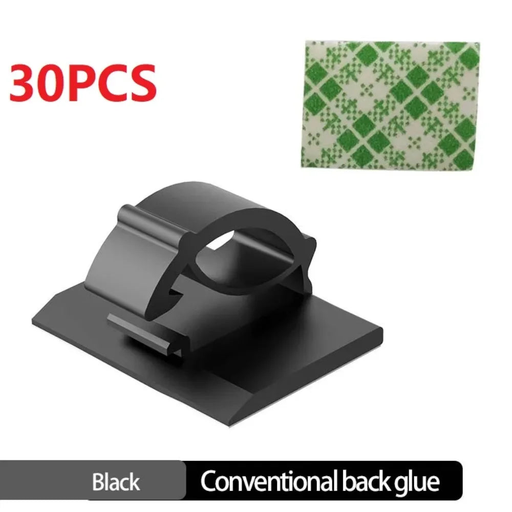 Cable Organizer Clips 30-90pcs Cord Holder Desktop Wire Manager USB Charging Data Line Bobbin Winder Cable Management