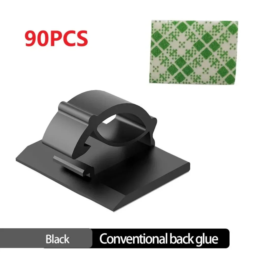 Cable Organizer Clips 30-90pcs Cord Holder Desktop Wire Manager USB Charging Data Line Bobbin Winder Cable Management