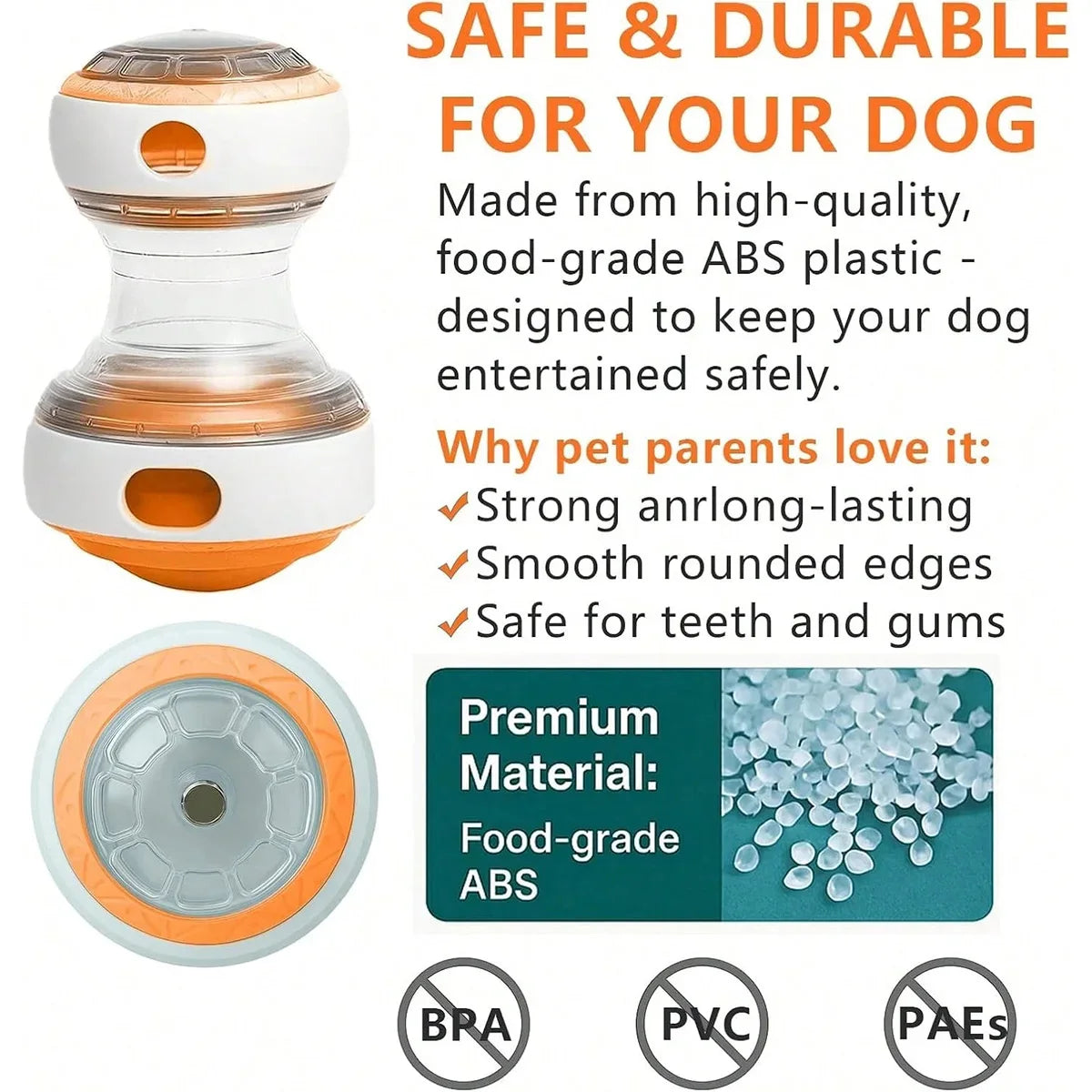 Interactive Dog Treat Dispenser Toy Dog Puzzle Rolling Leak Food Ball Toy Durable Chew Tooth Healthy Ball Suitable for All Breed