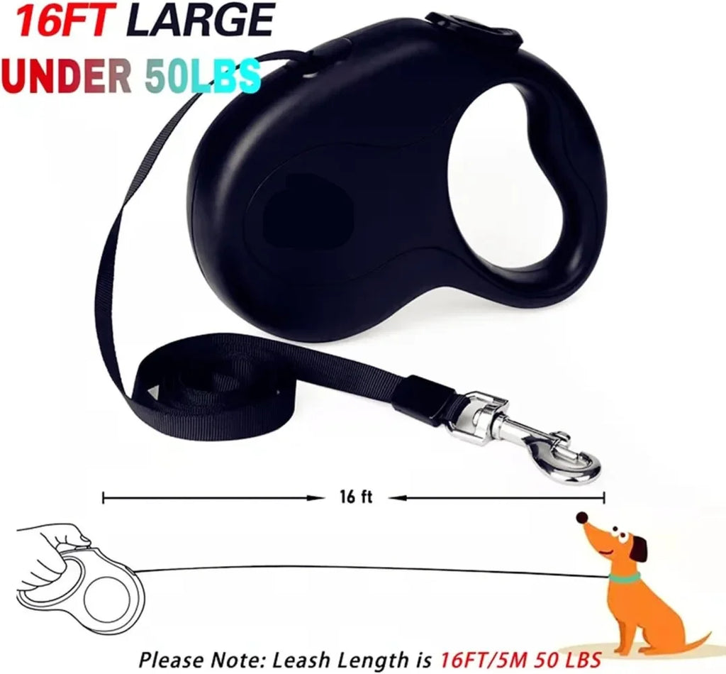 16FT 50kg Dog Leash Retractable Roulette Collar for Small Big Dog Accessories Adjustable Durable Walking Hiking Bulldog Rope
