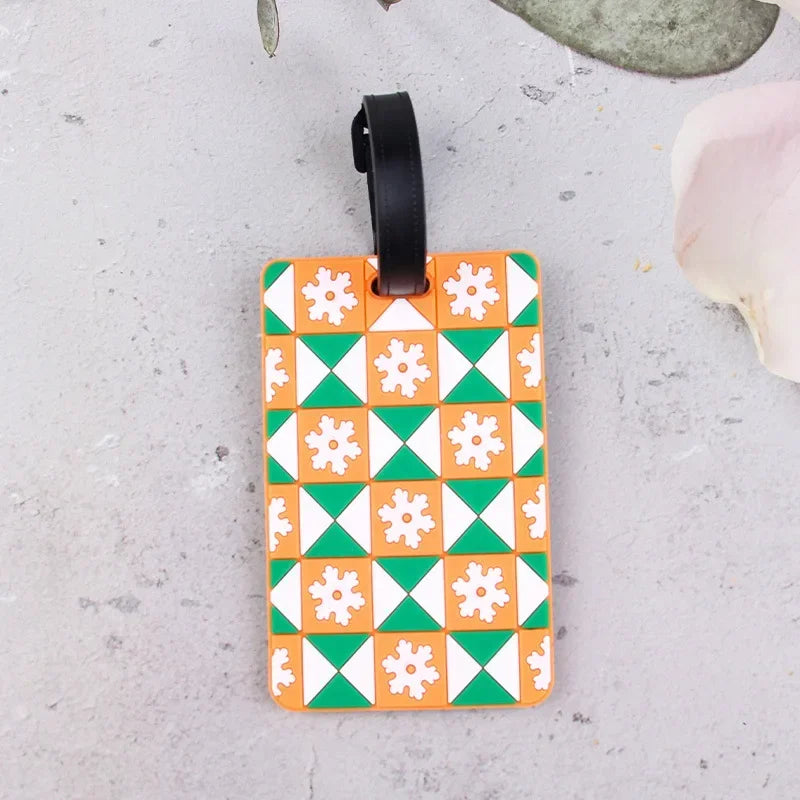 1PCS Geometric Soft Silicone Luggage Tags Suitcase ID Addres Name Holder Baggage Tag Label Travel Accessories Luggage Tags