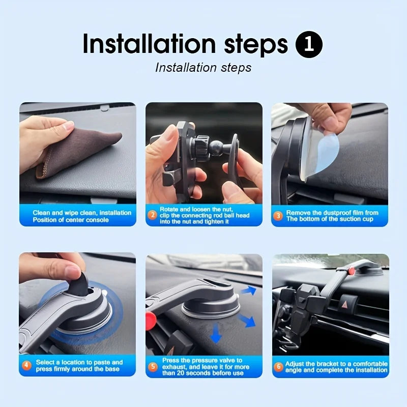 Car Phone Holder Universal  Stand Suction Cup Mount Foldable Adjustable for Cell Phone Mobile Support