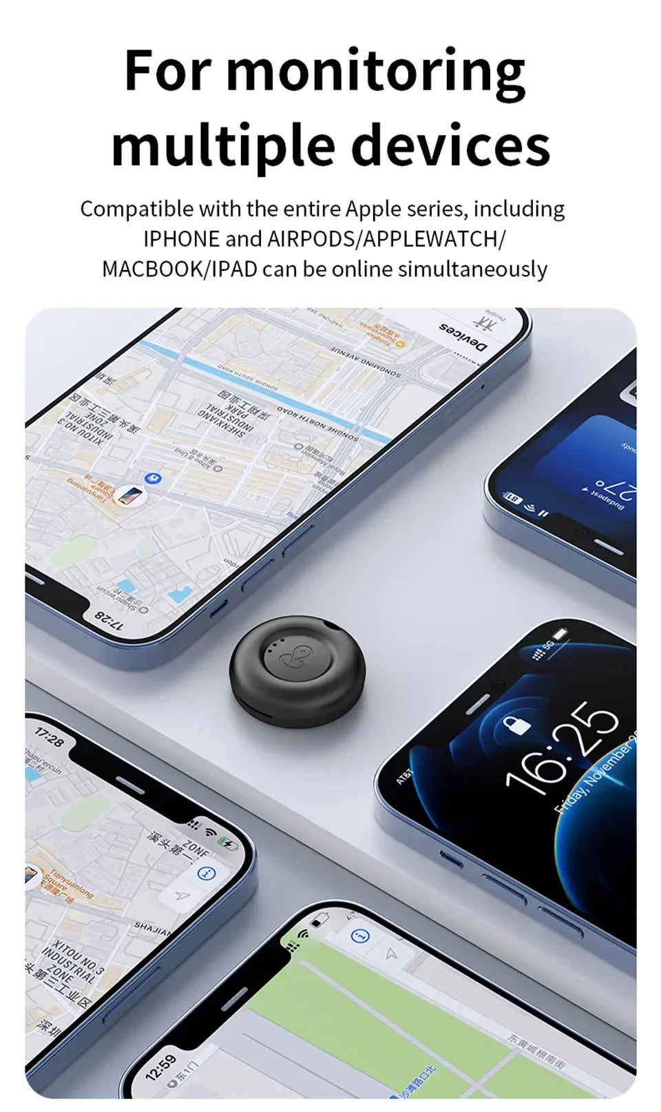 Smart Bluetooth Mini GPS Tracker For iOS System Find My APP airtag Child Finder Locator Pets Bike Bag Anti-Loss Tracking Device