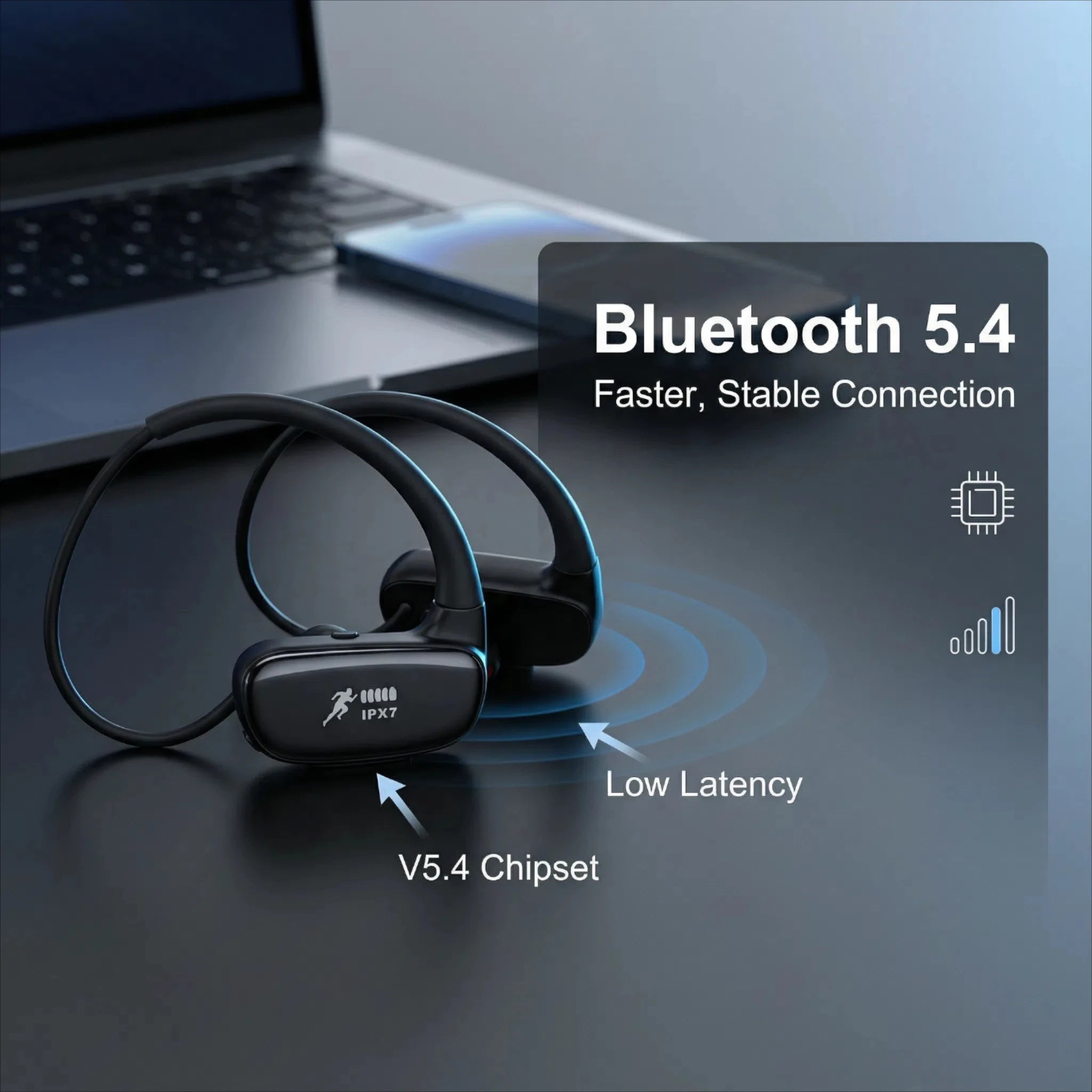 Wireless Bluetooth 5.3 Earbuds IPX7 Waterproof In-Ear Headphones with Noise Cancelling Mic for Sports Running Gym Fitness