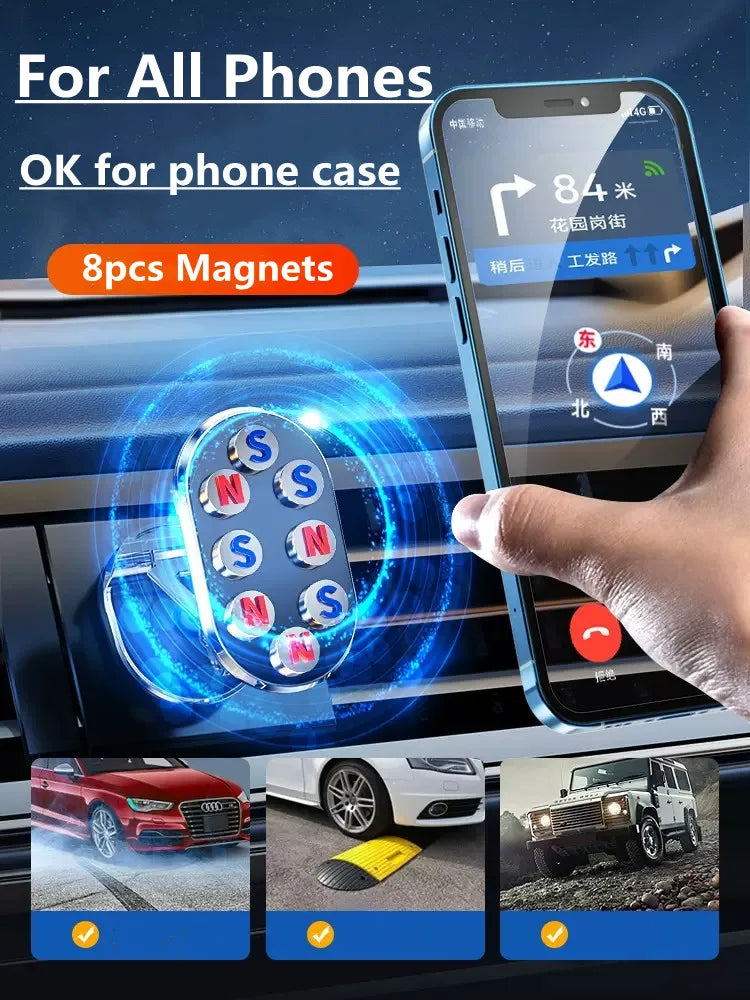 Magnetic Car Phone Holder 360° Rotate Magnet Smartphone Stand Support GPS Foldable Phone Bracket in Car Holder for IPhone Huawei