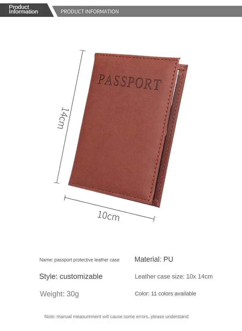 High Quality English PU Leather Passport Covers Document Cover Travel Passport Holder ID Card Passport Holder Travel Acceessory