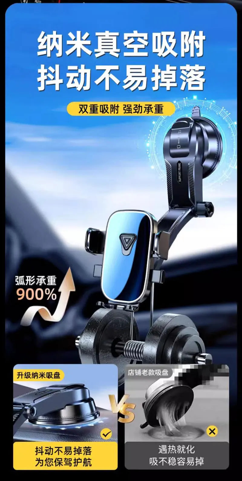 Car Phone Holder Super Stable Car Phone Mount Stand GPS for Car Dashboard Windscreen Air Vent Compatible with All Mobile Phone