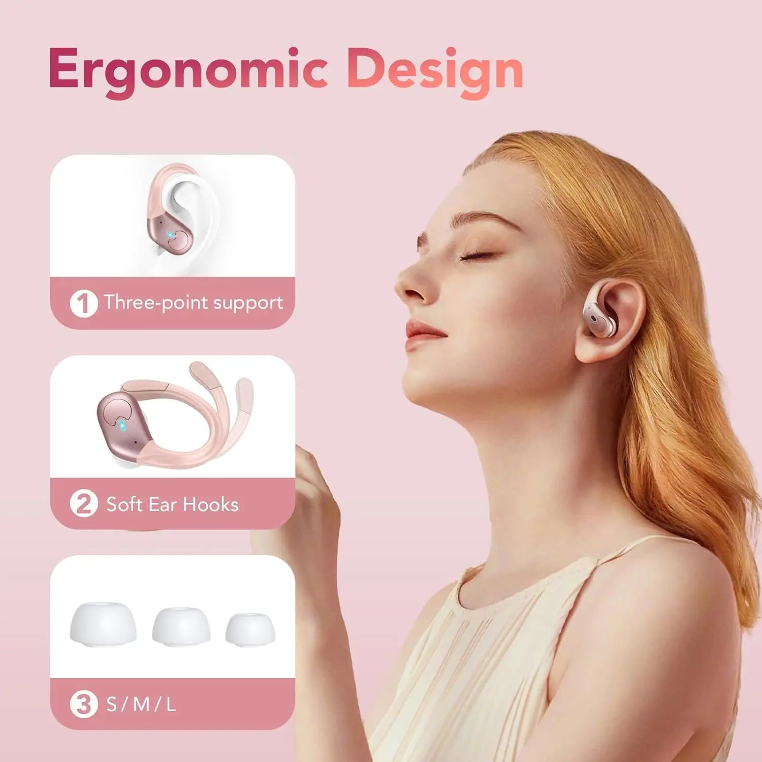 Wireless Earbuds, Bluetooth 5.4 Headphones Sport, Bluetooth Earbuds with ENC Noise Canceling Mic, Bass Stereo Wireless Earphone
