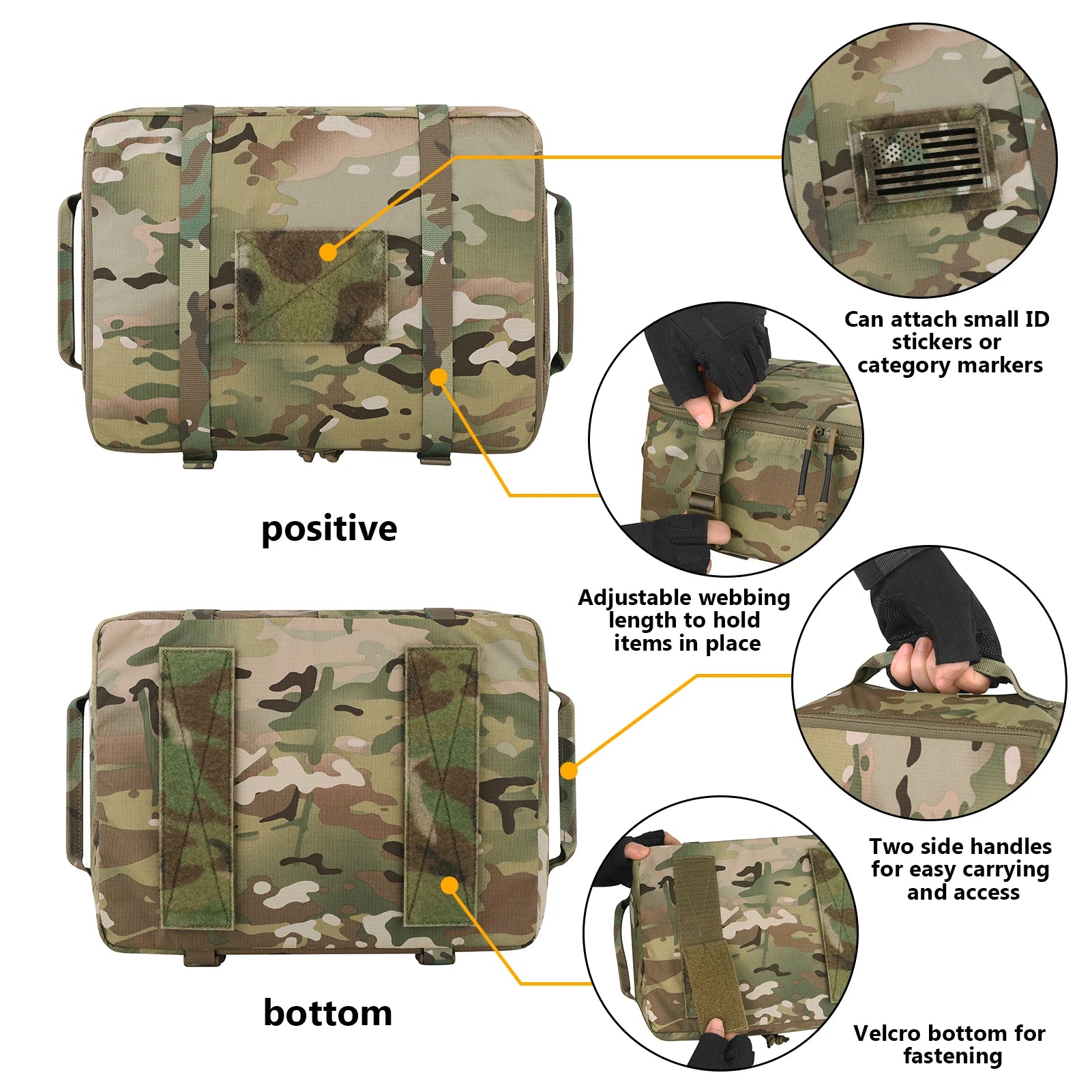 KRYDEX 4pcs Tactical Travel Packing Organizer Packing Cubes 70D Nylon Waterproof Luggage Bags Outdoor Modular Pouch Set