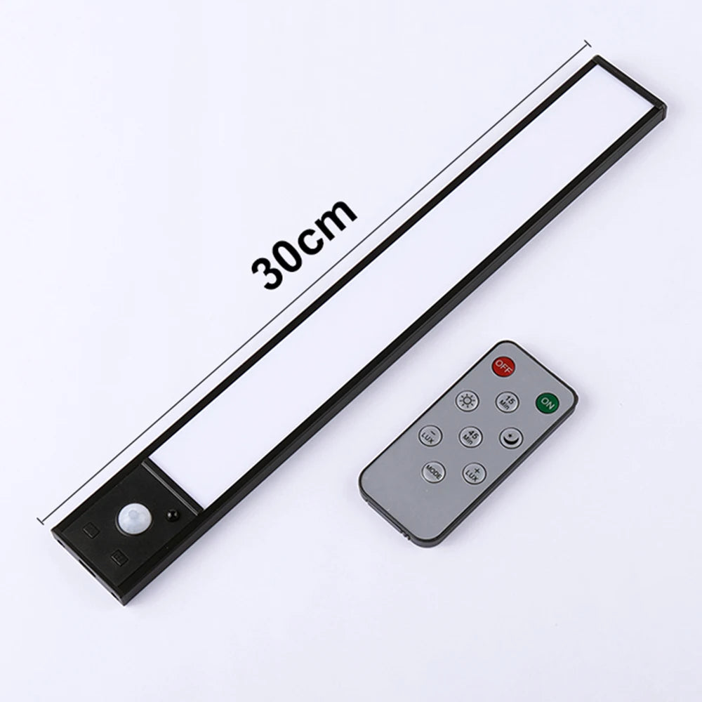 LED Motion Sensor Light 20/30cm Dimmable Under Cabinet Wireless Lamp Type-C Charge for Bedroom Kitchen Wardrobe Closet Workspace