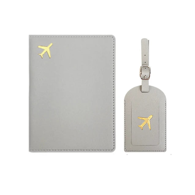 Custom Initial Travel Passport Holder and Luggage Tag Fashion Logo Gold Airplane Women Suitcase Name Label Men Passport Holder