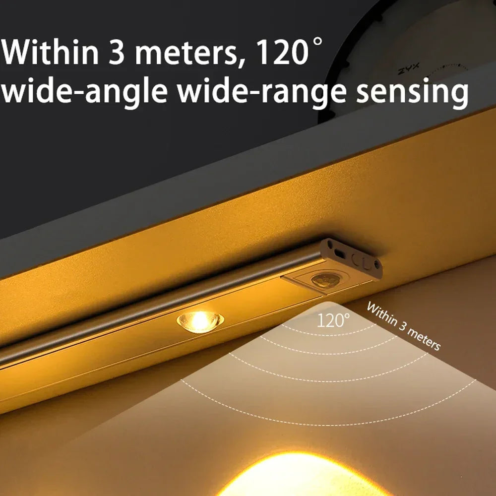 LED Motion Sensor Wireless Ultra Thin Night Light USB Rechargeable Cabinet Light For Kitchen Cabinet Bedroom Wardrobe Lighting
