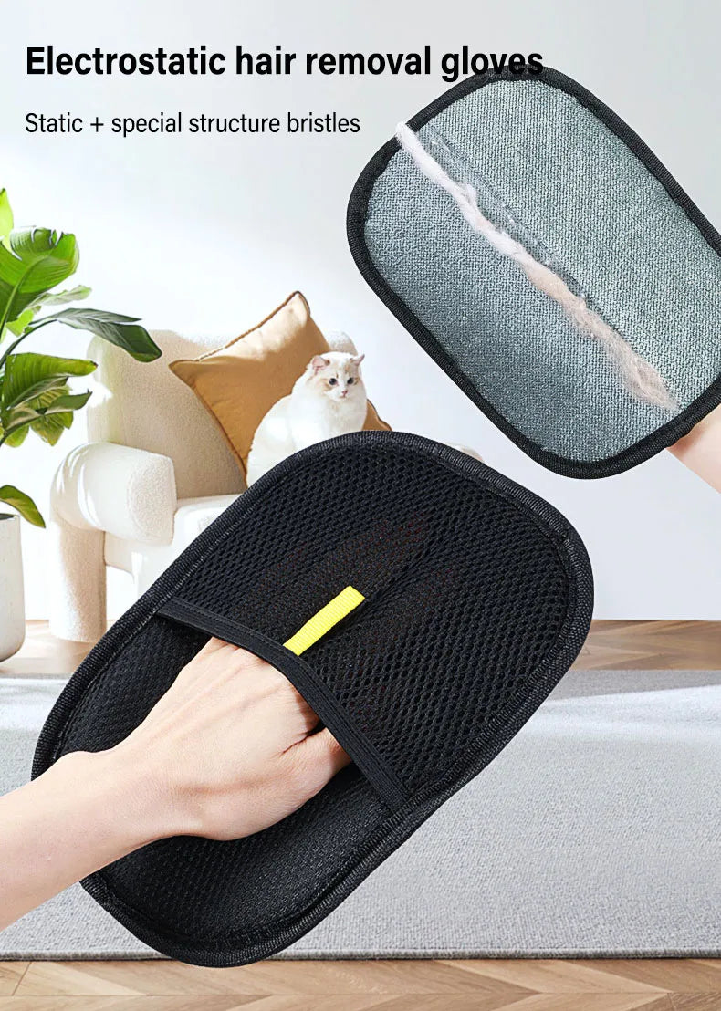 Pet Grooming Gloves Pet Hair Remover Static Dedusting Brush Removing Dog Cat Hair From Sofa Carpet Clothes Gloves Dog Supplies