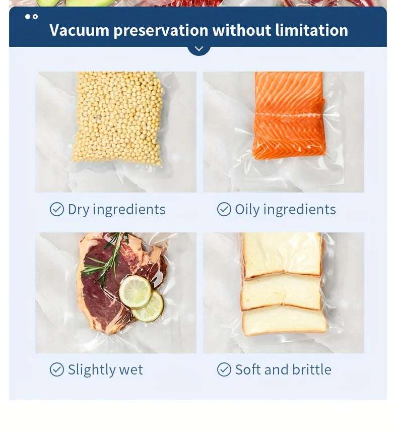 Vacuum Sealer with 10 bags, Home Kitchen Food Preservation, Automatic Sealing and Packaging Machine, Suitable for 28cm wide bag