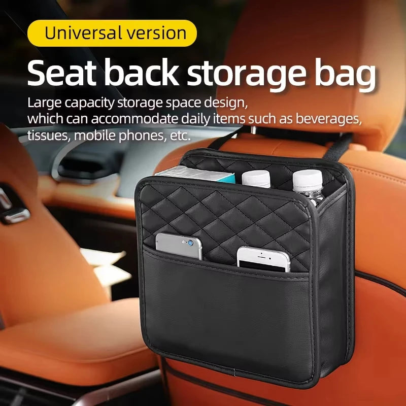 Car Organizer Multi-functional Car Seat Storage Bag Waterproof Hanging Car Seat Organizer Garbage Bag Suitable for Most Car