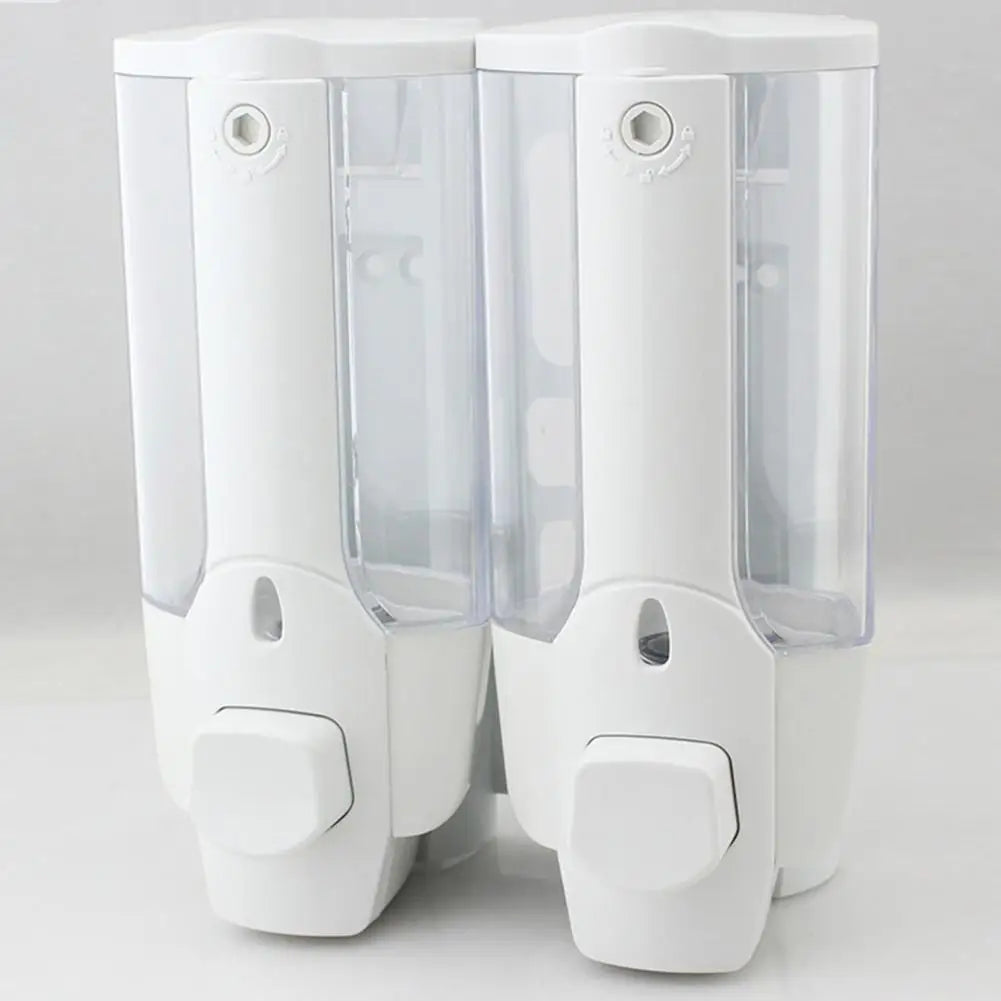350ml Soap Dispenser 1/2 Chamber Wall-Mounted Manual Shower Dispenser With Large Capacity Shampoo Conditioner Bathroom Accessory