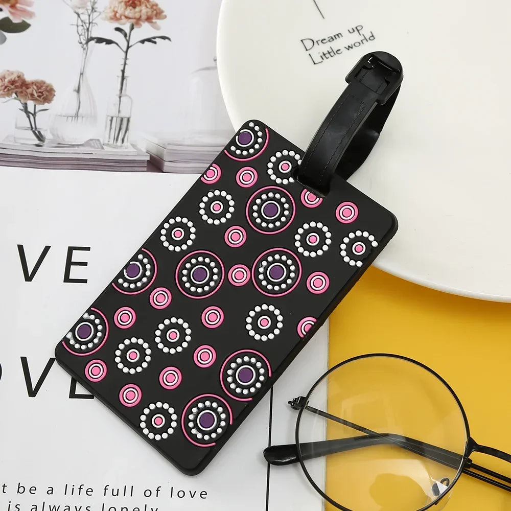 1PCS Geometric Soft Silicone Luggage Tags Suitcase ID Addres Name Holder Baggage Tag Label Travel Accessories Luggage Tags