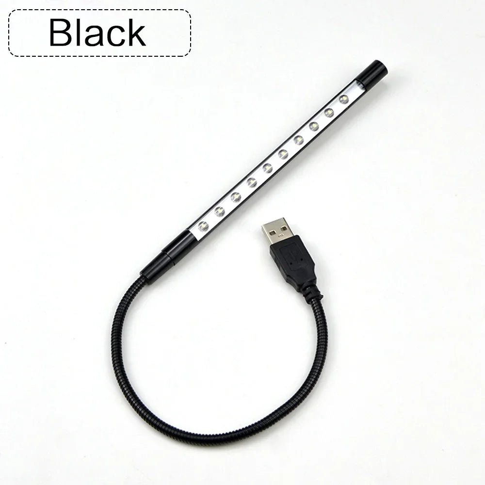 USB LED Reading Light Flexible Book Light 10 LED Mini Lamp for Laptop Notebook PC Computer Study Desk Bedroom Night Light