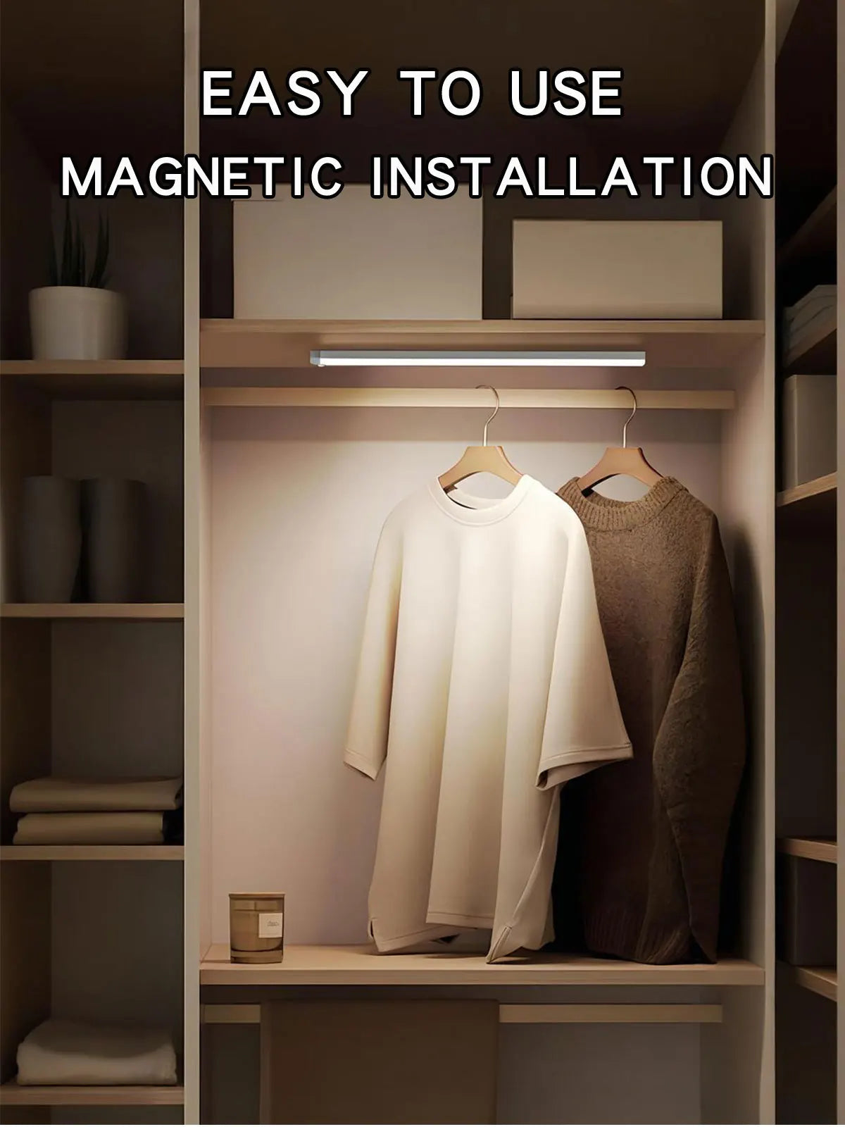 LED Motion Sensor Light Type C Rechargeable Light Wireless LED Night Light Cabinet Wardrobe Lamp Staircase Backlight For Kitchen