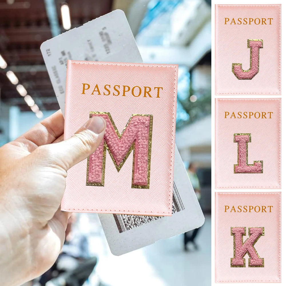 Passport Holder Pink Letter Series Air Plan Travel Accessories ID Cover Portable Bank Card Passport Business PU Wallet Holder