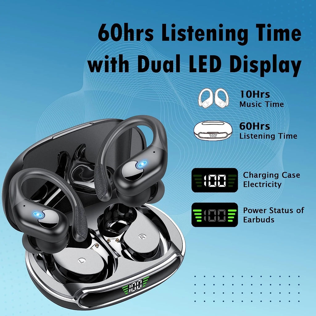 Wireless Earbuds, Bluetooth 5.4 Headphones Sport, Bluetooth Earbuds with ENC Noise Canceling Mic, Bass Stereo Wireless Earphone