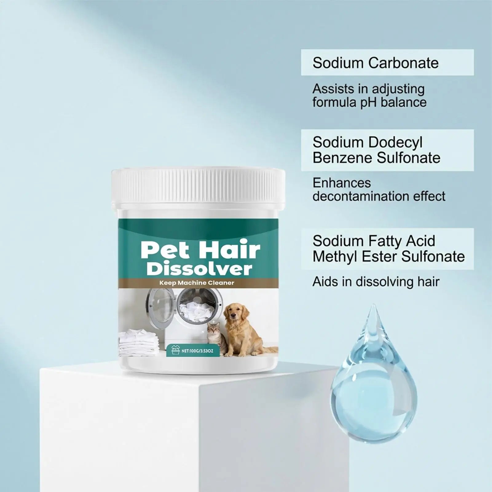 Pet Hair Dissolver Laundry Cleaner 100g Washing Machine Hair Remover Detergent Additive for Clothes Carpet Bedding Fabric Towel