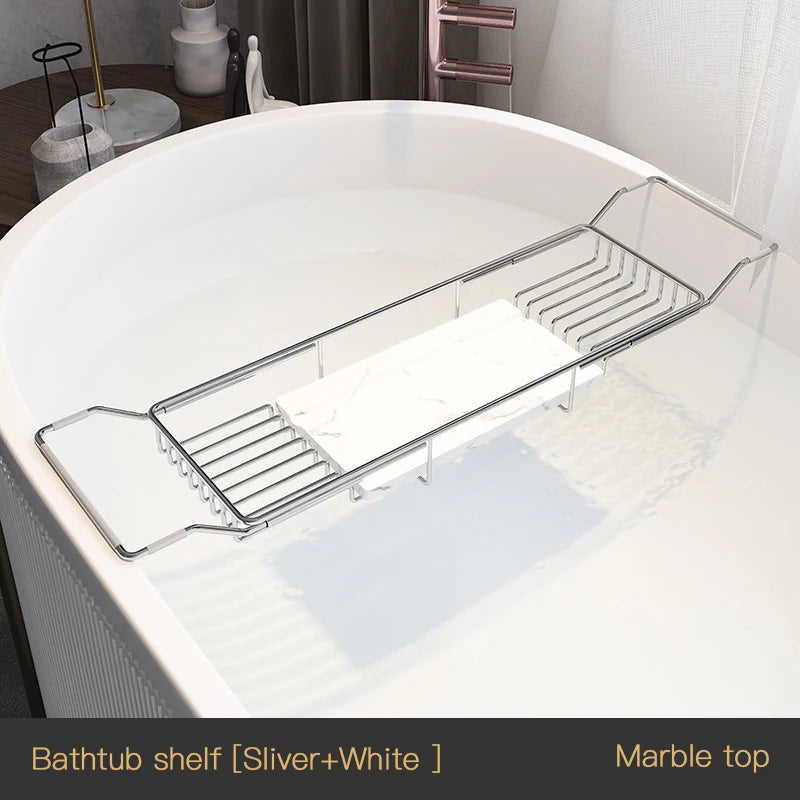 Bathtub shelf retractable multi-function, bathroom bath shelf, stainless steel mobile phone non-slip storage bracket