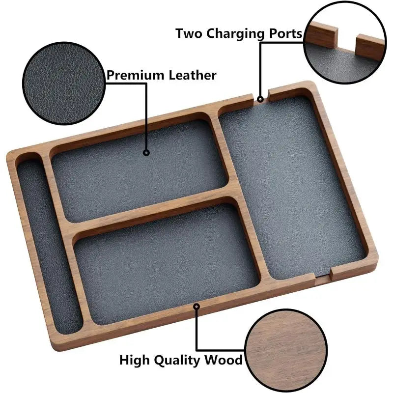 Wood Partition Storage Box Mobile Phone Headphone Debris Storage BoxWooden Storage Tray Wooden Office Desktop Storage Box Solid