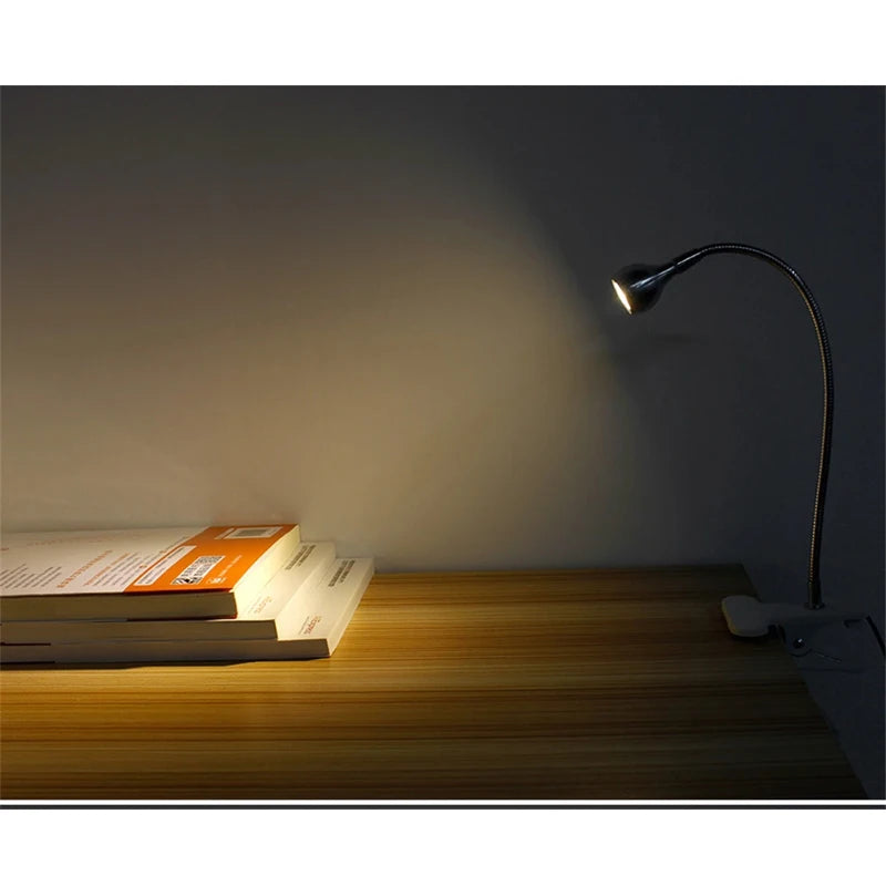 USB LED Reading Lamp Table Lamp Flexible Desk Night Light Clip-on Student Study Lights Bedside Indoor Room Lighting With Switch
