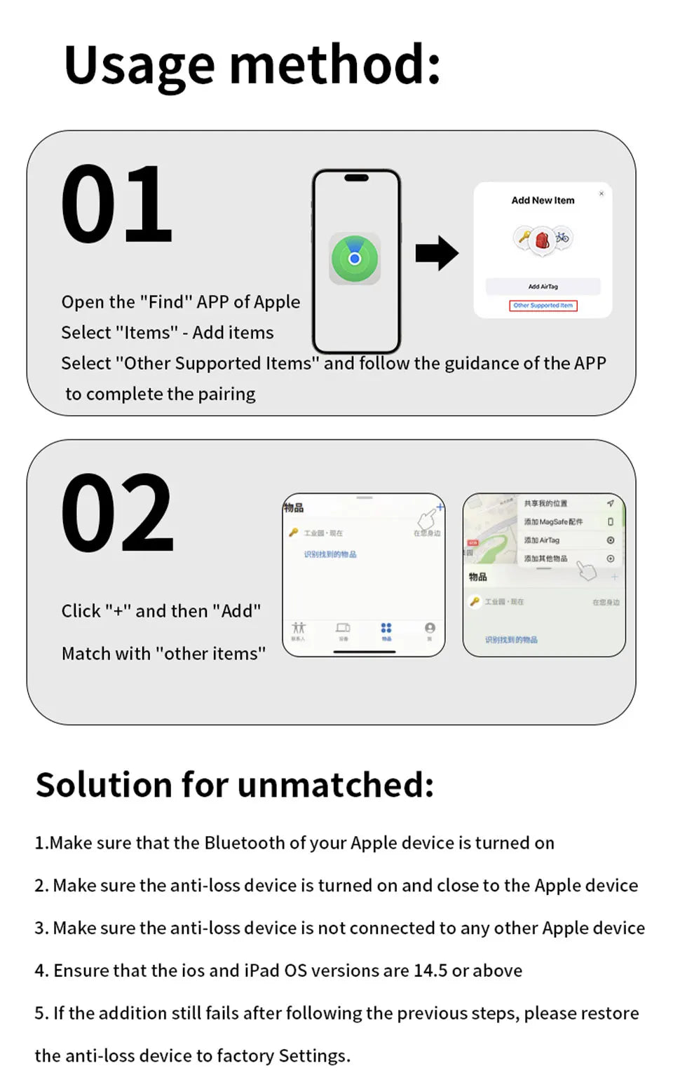 Smart Bluetooth Mini GPS Tracker For iOS System Find My APP airtag Child Finder Locator Pets Bike Bag Anti-Loss Tracking Device