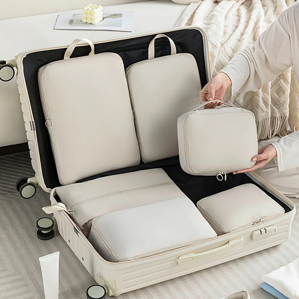 Lightweight Polyester Packing Cubes,6-Piece Organizer Set-Effortless Compression,Saves Room for Souvenirs,Perfect for Long Trips
