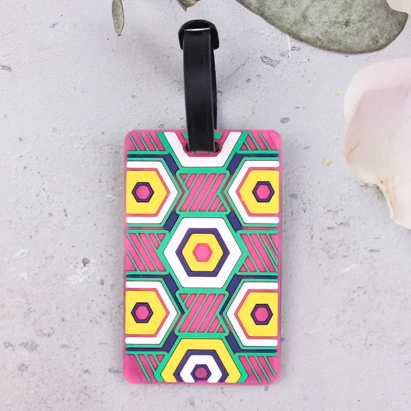 1PCS Geometric Soft Silicone Luggage Tags Suitcase ID Addres Name Holder Baggage Tag Label Travel Accessories Luggage Tags