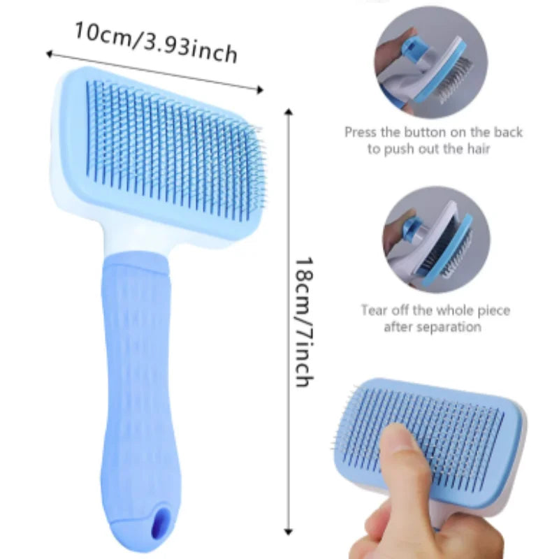 Pet Hair Remover Comb One Click Self Cleaning Brush for Dogs Cats Grooming Tool Effectively Remove Loose Floating Fur Shedding