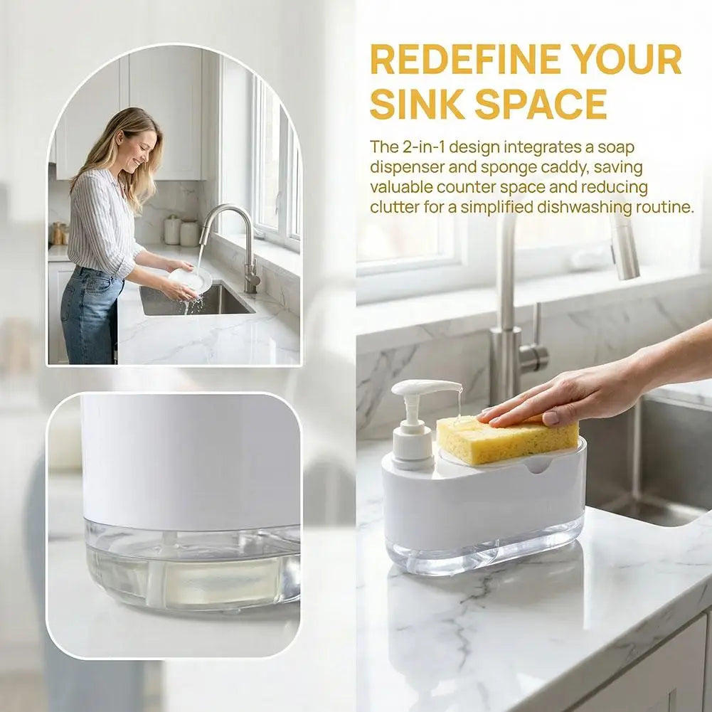 Soap Dispenser With Sponge Holder Shampoo Dispenser Soap Pump Container Storage Organizer Holder For Home Bathroom Kitchen