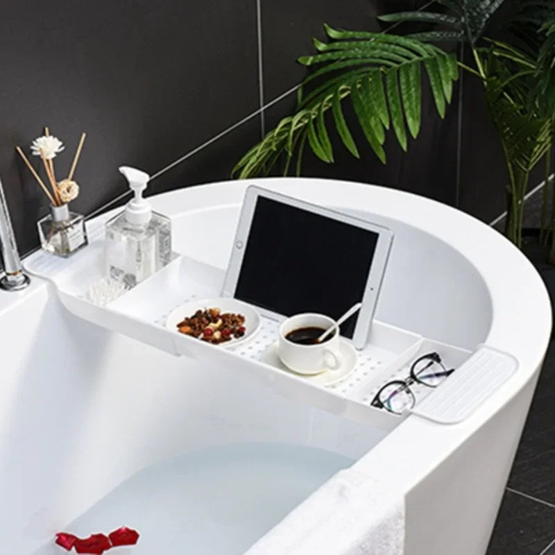 Bathtub Shelf Extendable Bathroom Bathtub Tray Shower Caddy Bamboo Bath Tub Rack Towel Book Holder Storage Organizer Accessories