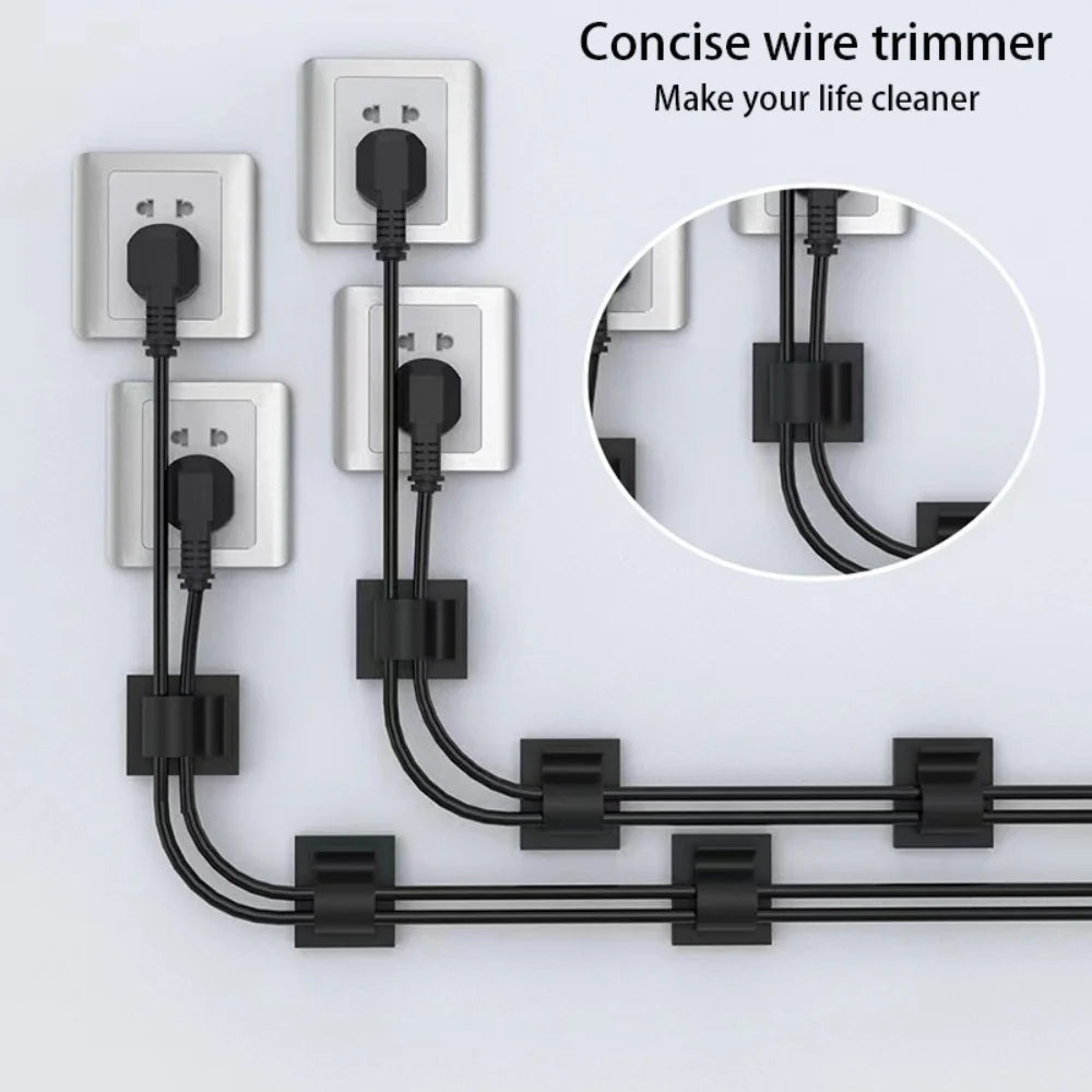 50pcs Cable Organizer Wire Cable Clips Tie Data Cord Winder Manager Self-adhesive Cable Organizer For Office Home Kitchen Desk