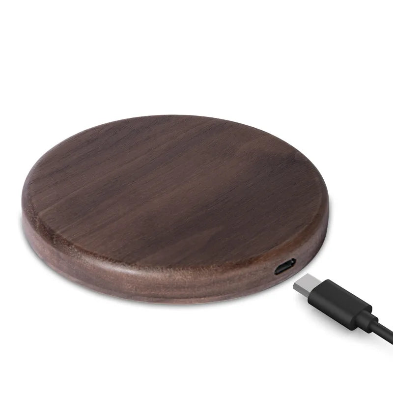 10W 15W Wireless Charger Walnut Wood Grain Slim Wireless Charging for iPhone 17 16 15 14 13 Pro Max S25 S26 FE Ultra Charger Pad