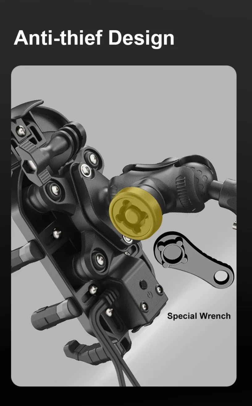 Fast Charging 15W Wireless Charger Shockproof Motorcycle Phone Holder 18W USB & 30W Type C Motorbike Bicycle Bike Scooter Stand