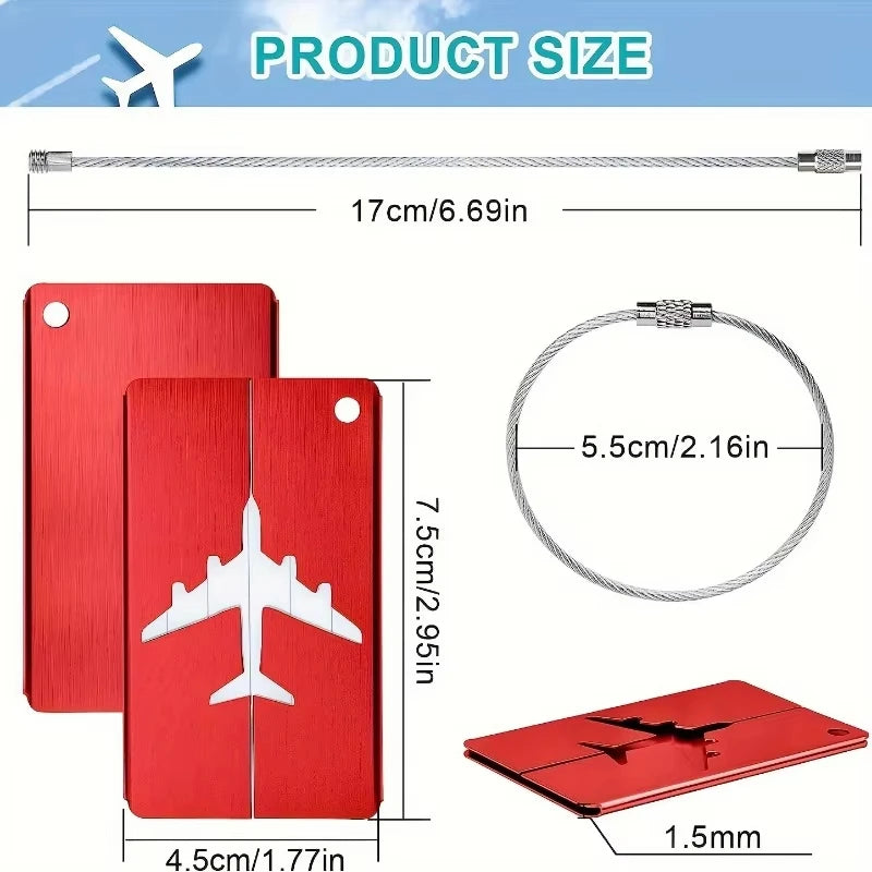Pack Etiquetas de Maleta Aluminio — Diseño Antirrobo con Anilla de Acero