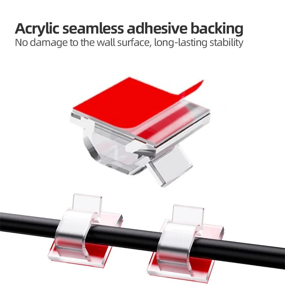 50pcs Cable Organizer Wire Cable Clips Tie Data Cord Winder Manager Self-adhesive Cable Organizer For Office Home Kitchen Desk