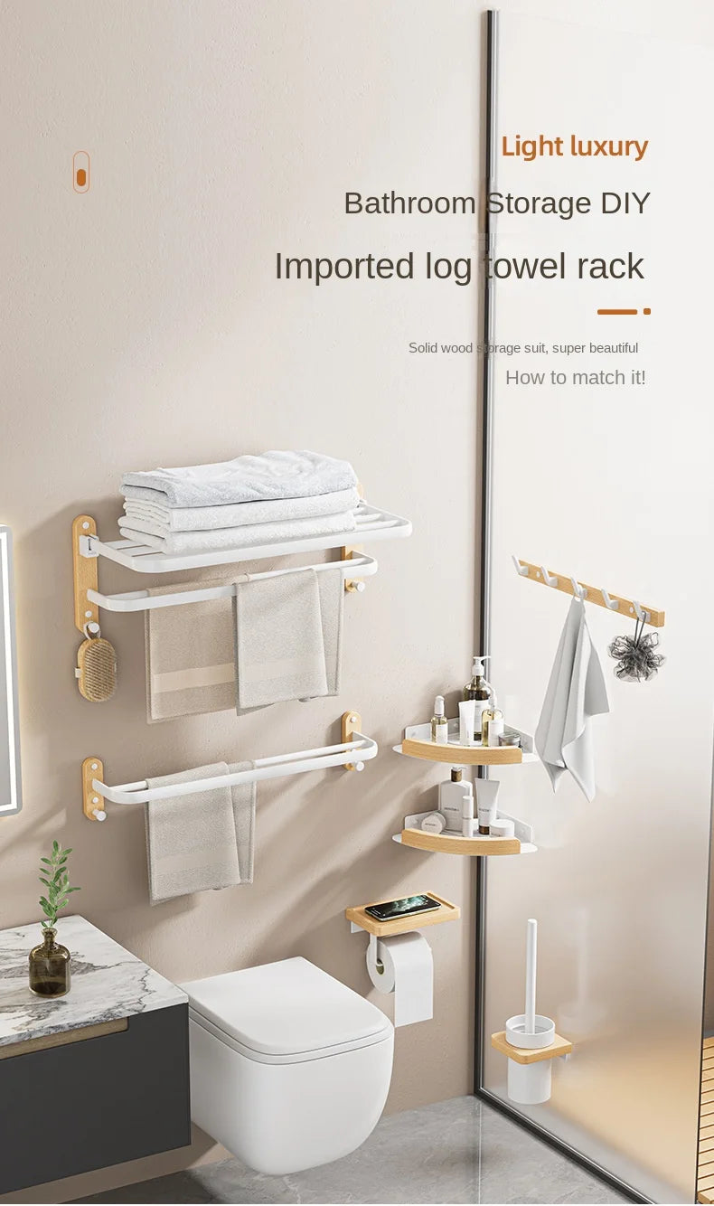 Bathroom towel bar no punching toilet storage shelf bathroom organizer and storage bathroom accessories towel rack corner shelf