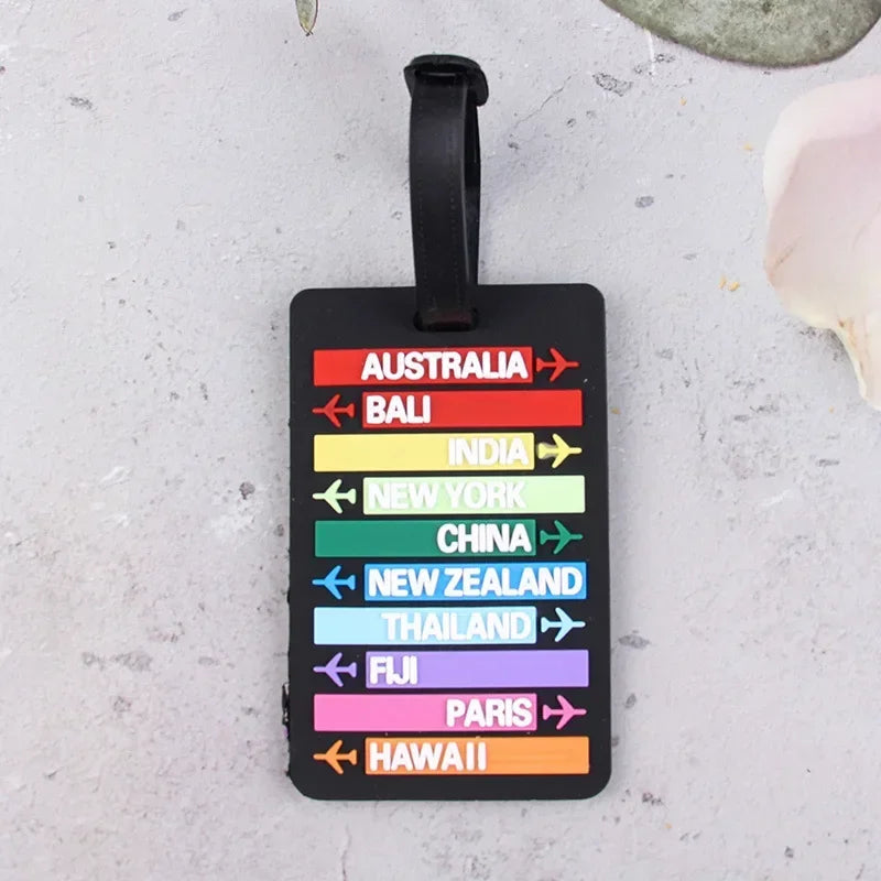 1PCS Geometric Soft Silicone Luggage Tags Suitcase ID Addres Name Holder Baggage Tag Label Travel Accessories Luggage Tags