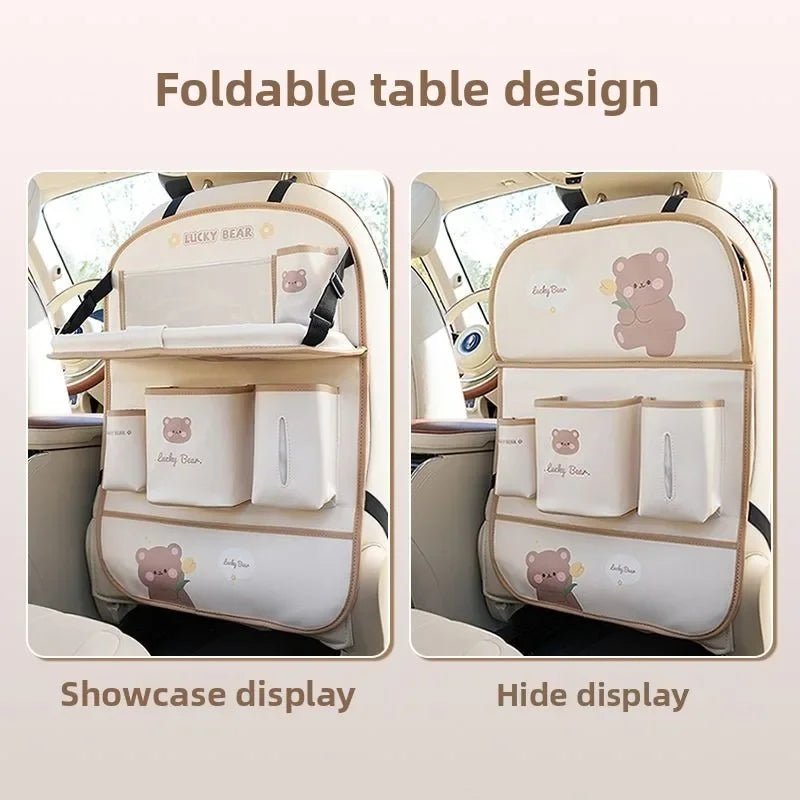 Car Seat Back Organizer - Rear Hanging Storage Bag, Backseat Table Tray, Vehicle Mounted Desk Board