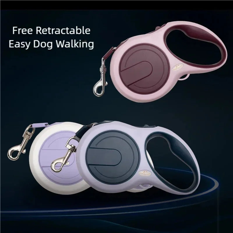 5-meter retractable dog leash, durable and adjustable, suitable for outdoor walks and runs of large, medium, and small dogs