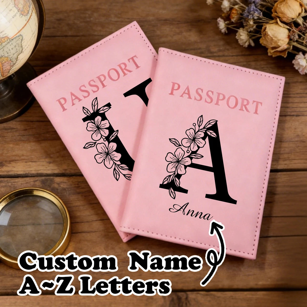 Custom Name Passport Holder For Travel,Personalized Letter Leather Passport Holder,Customized Passport Holder For Travel Women,