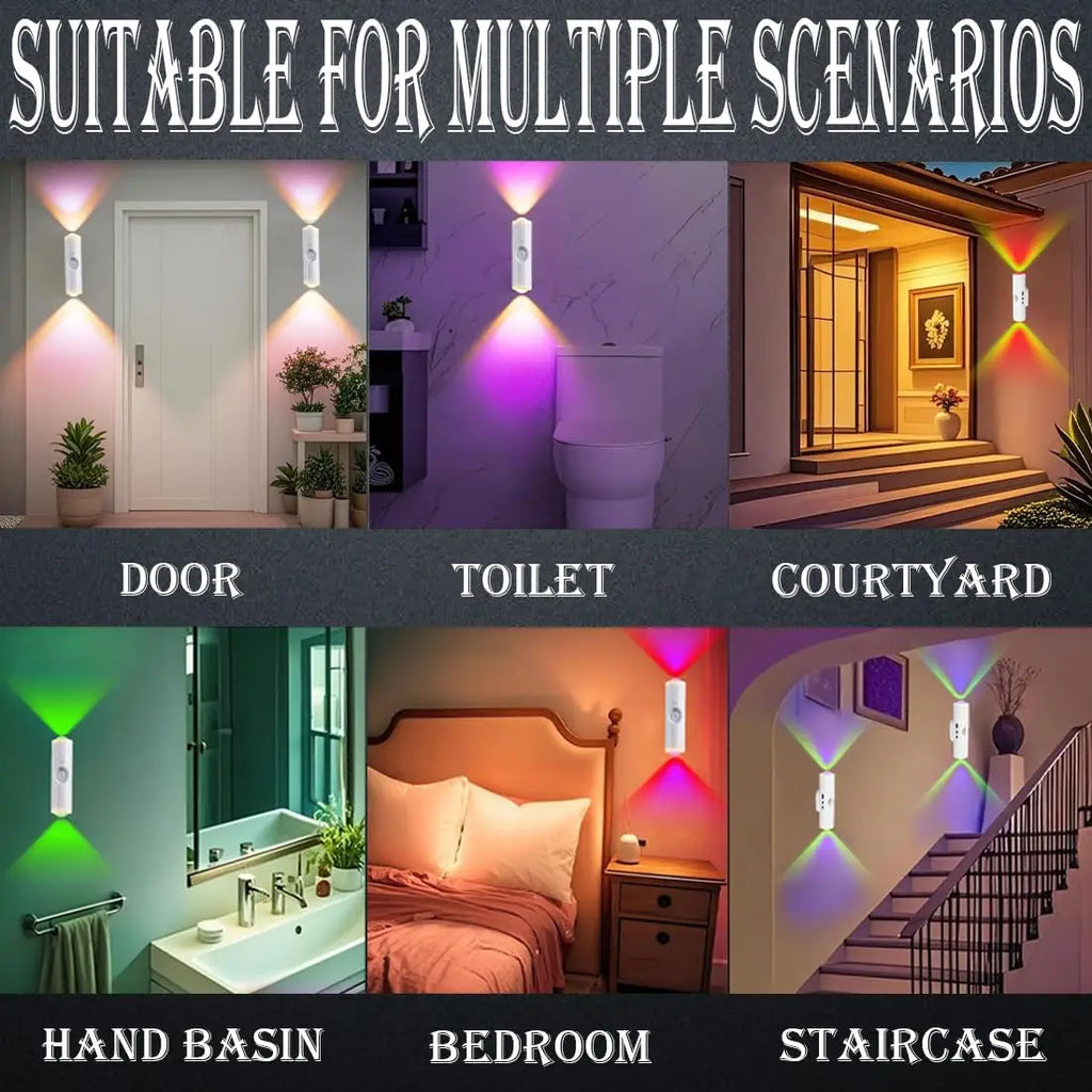 LED Motion Sensor Lights USB Rechargeable Tri-Color/RGB Adjustabl Ambient Light for Kitchen Party Stairs Hallways Night Lights